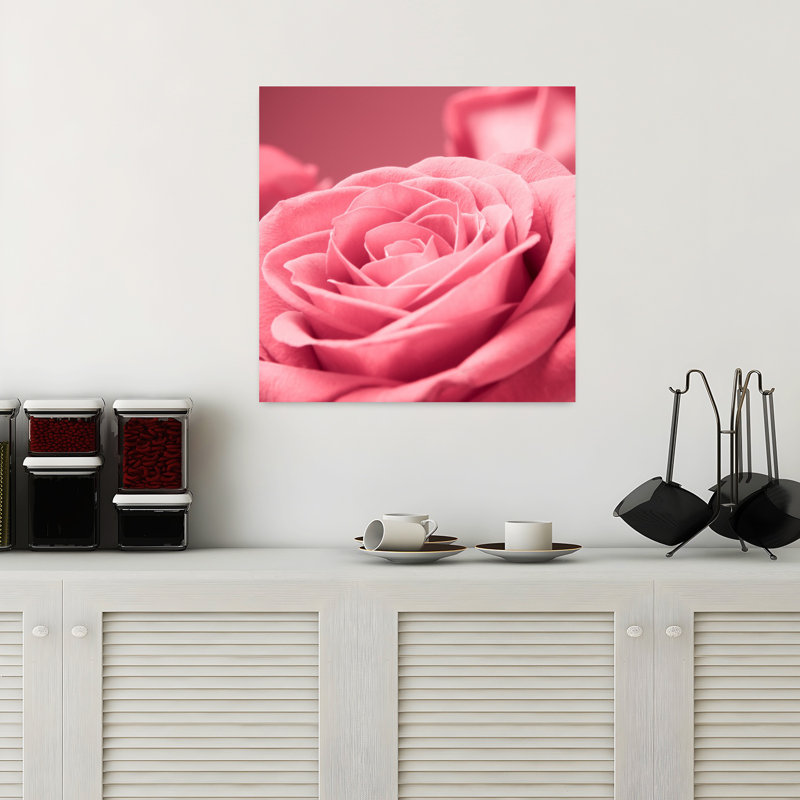 Art floral contemporain abstrait rose, H 18 po x l 18 po