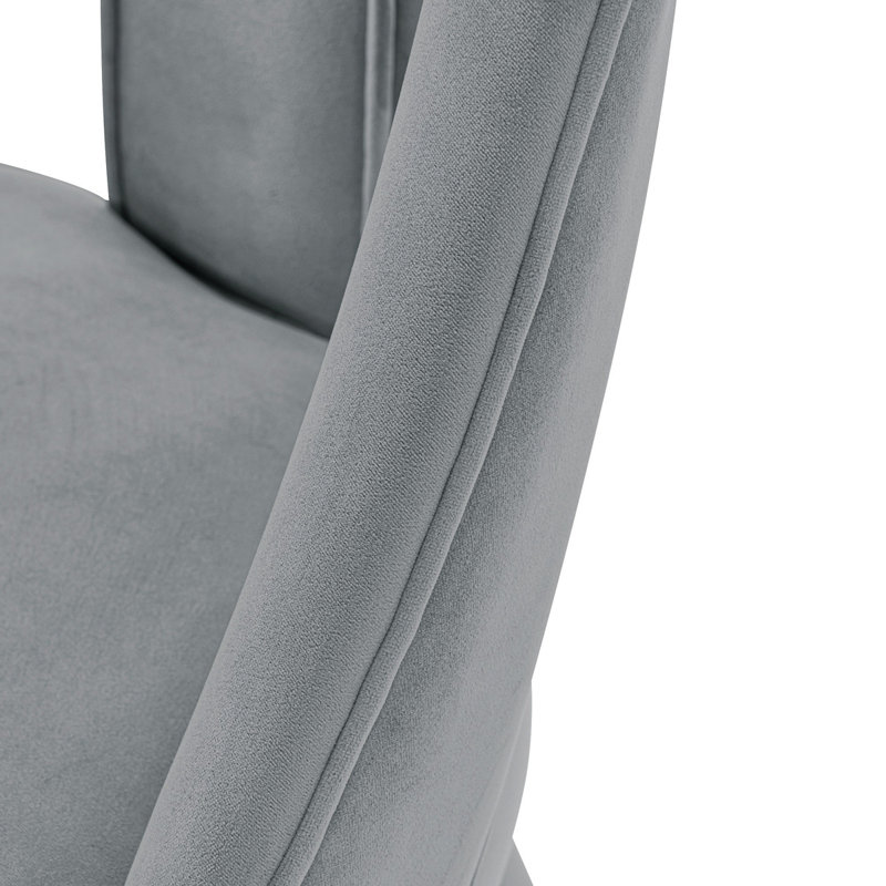 Chaise de salle à manger rembourrée en velours gris Neda, Gris