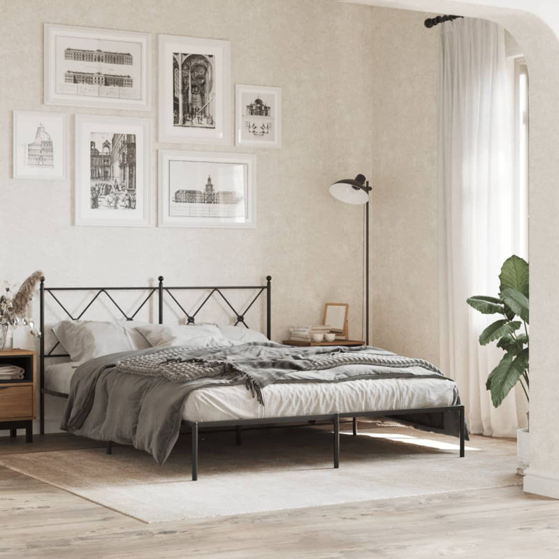 Corrstown Metal Bed, European Kingsize (160 x 200cm), Black