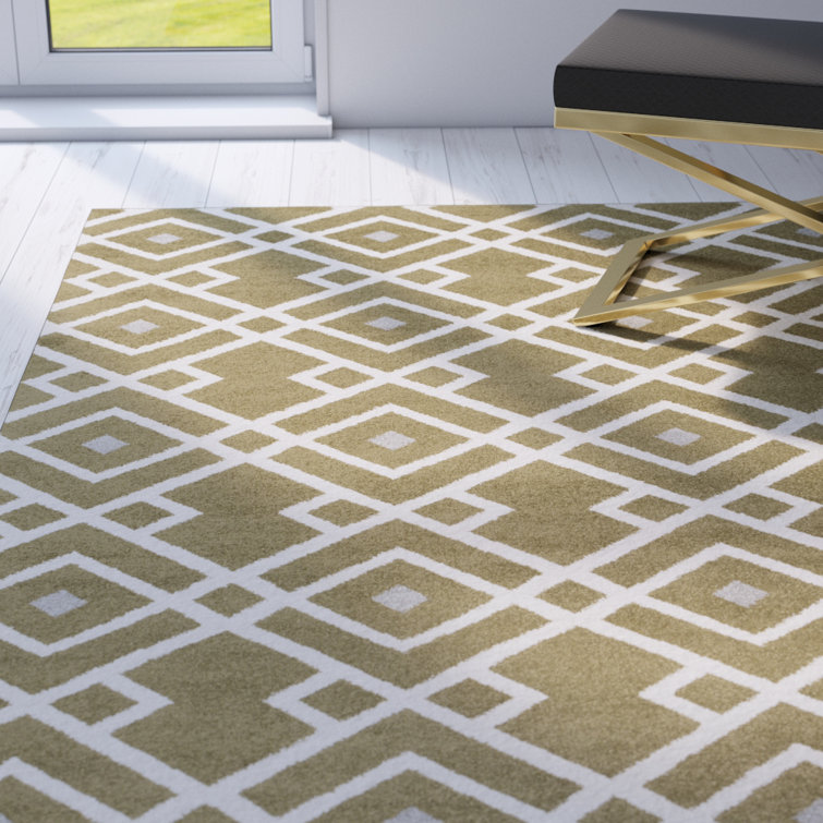 Tapis à motif géométrique olive et cerise Hewitt