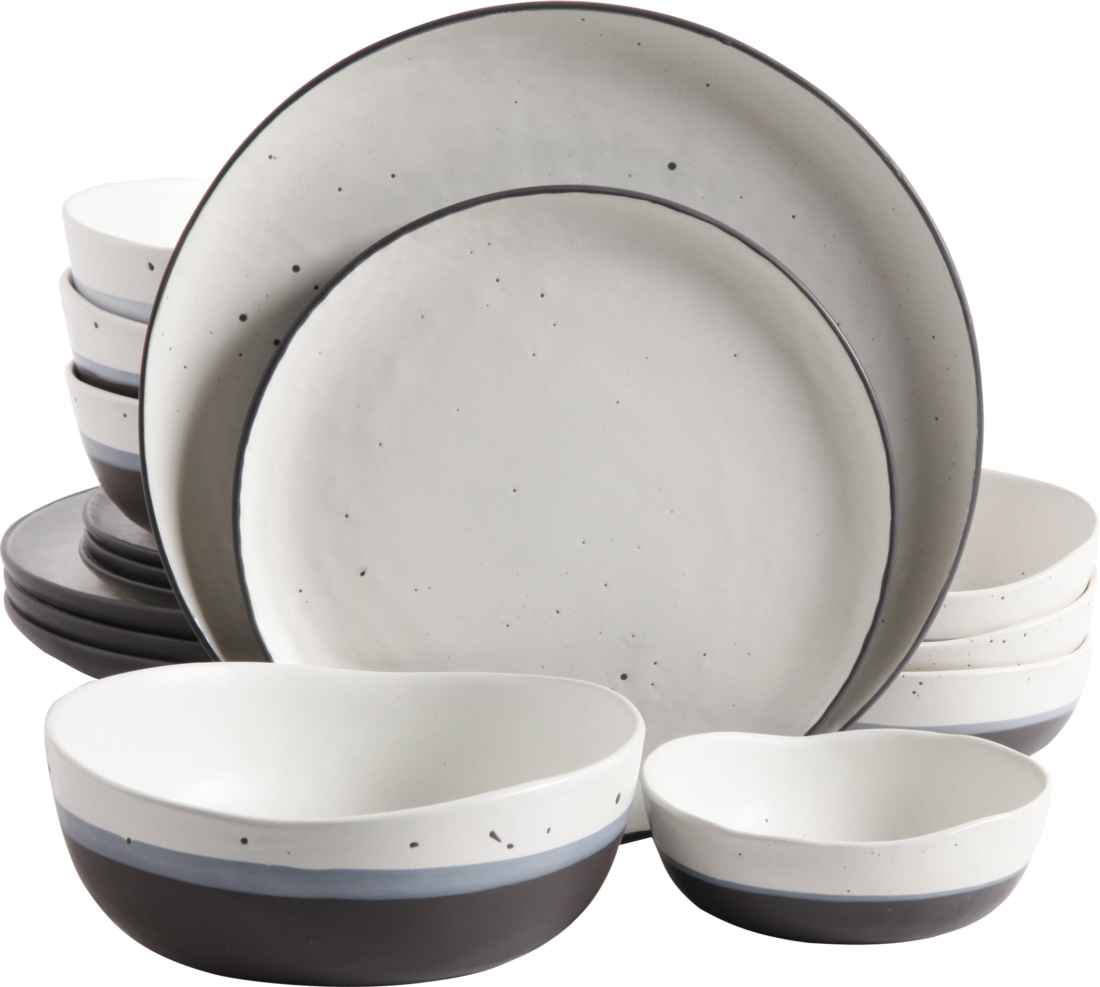 Gibson Bee and Willow Milbrook 16 Piece Round Stoneware Dinnerware Set in  White