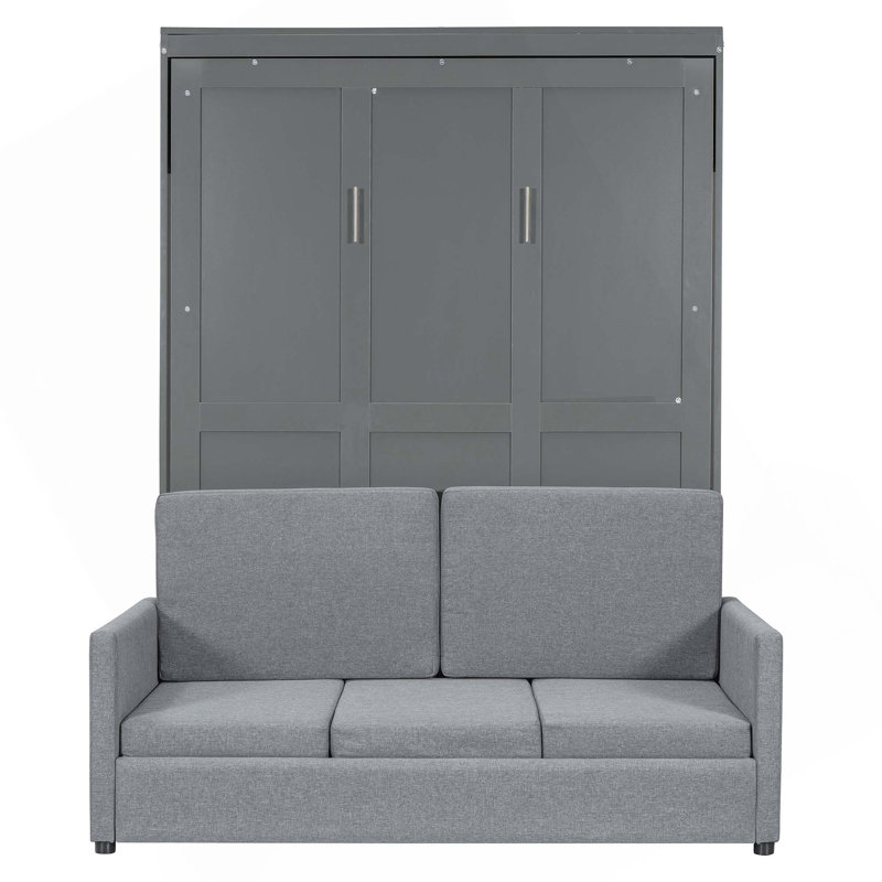 Lit escamotable mural Murphy avec coussin, Gris, Double