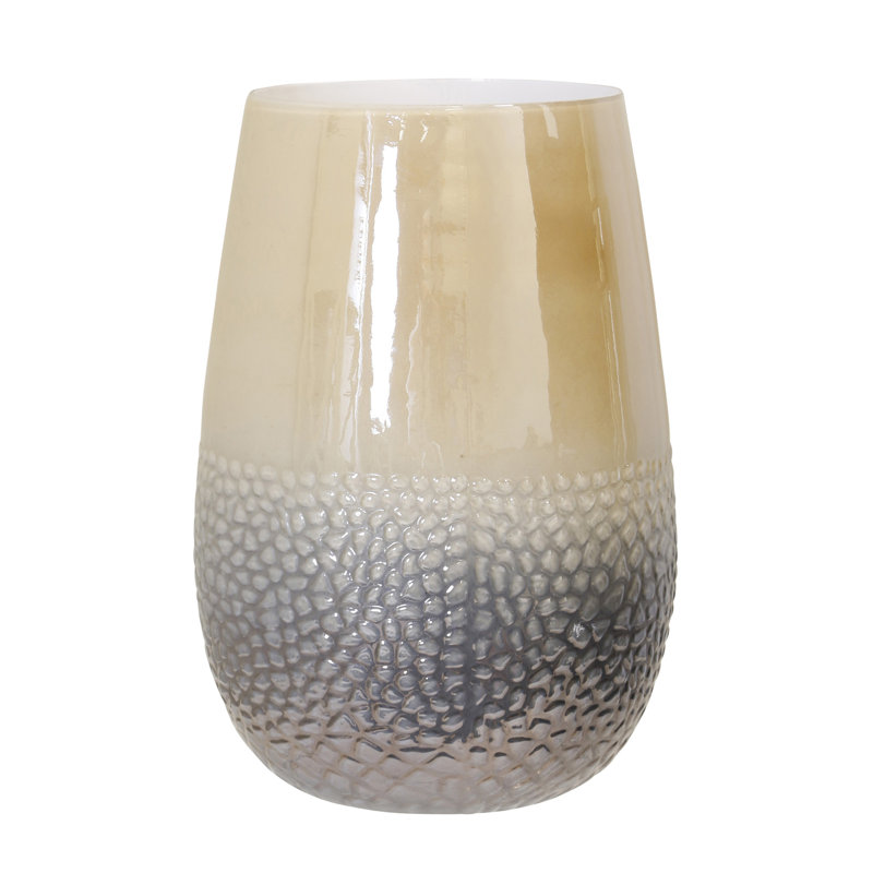 Milky - Glass Vase - Gold/Grey Ombre, 14" H x 9.75" W x 9.75" D