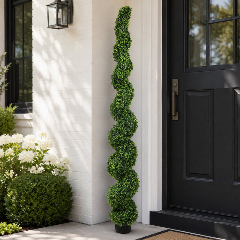 Artificial Spiral Topiary Tree 7FT Outdoor Boxwood Plant for Patio Garden Entrance Decor
