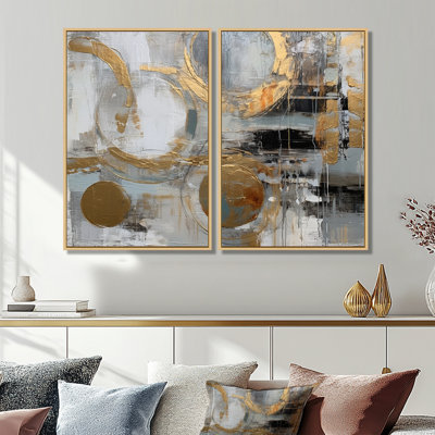 Simplicité radicale dorée et grise II - impressions sur toile dorées