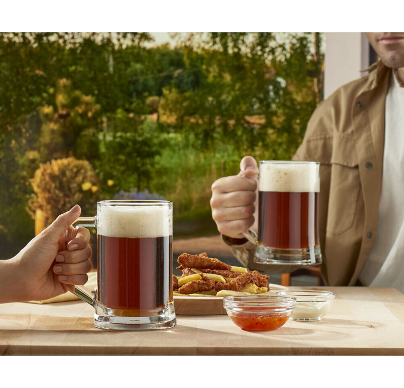 Set of 6 x 380ml Pub Style Beer Mugs Glasses Tankards Barware with Handle, Set of 2, 500ml
