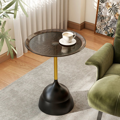 Black Round Glass End Table