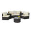 Ensemble de canapé modulaire d'extérieur demi-lune 7 pièces avec table basse ronde en verre trempé-1041638722