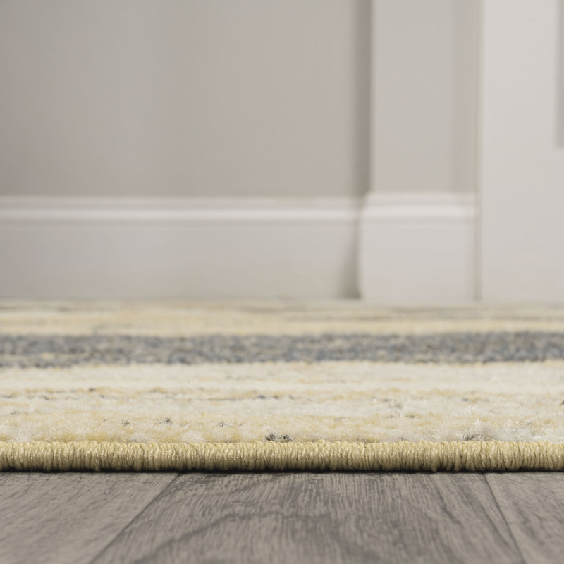 Coreyonna Abstract Marbled Modern Gold/Gray Rug, Runner 2' x 8'