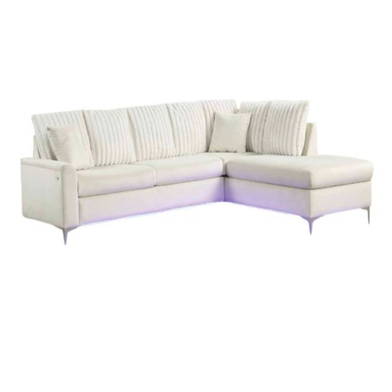 Canapé modulaire en velours Madeley, Velours blanc