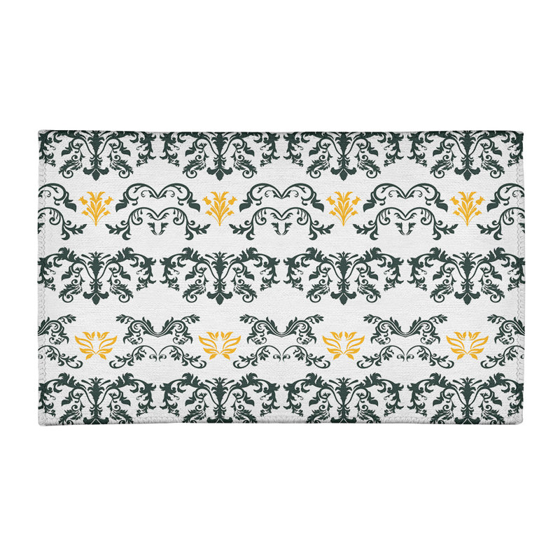 Tapis blanc / noir Damask, Rectangle 5 pi x 7 pi