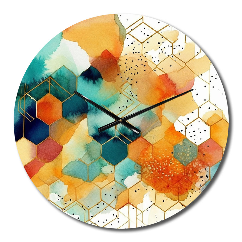 Colorfull Hexagone I Wall Clock, Small