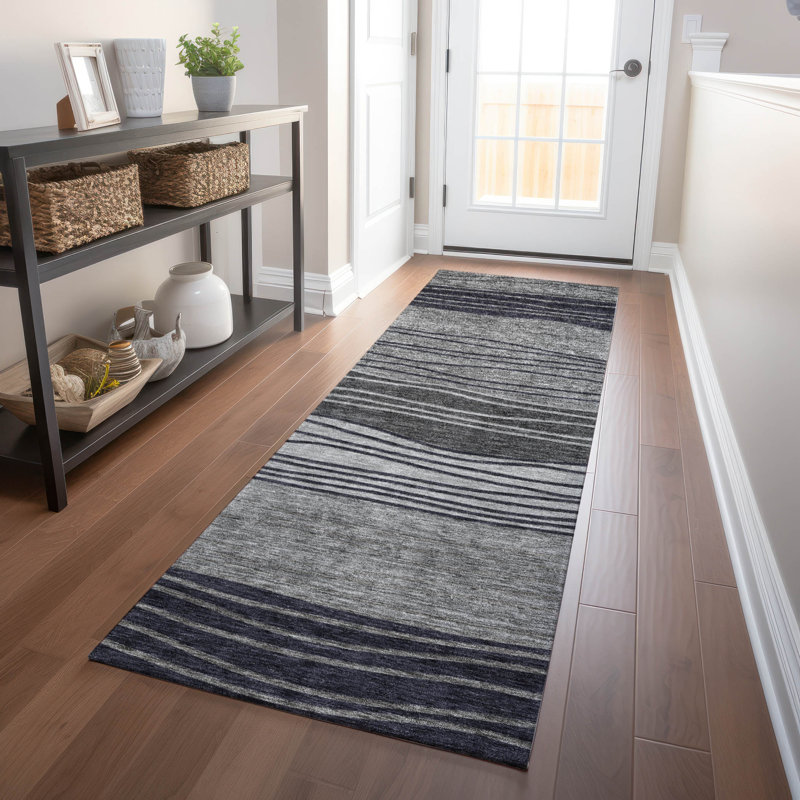 Premium Machine Washable Tweedy Gray Rug, Runner 2'3" x 7'6"