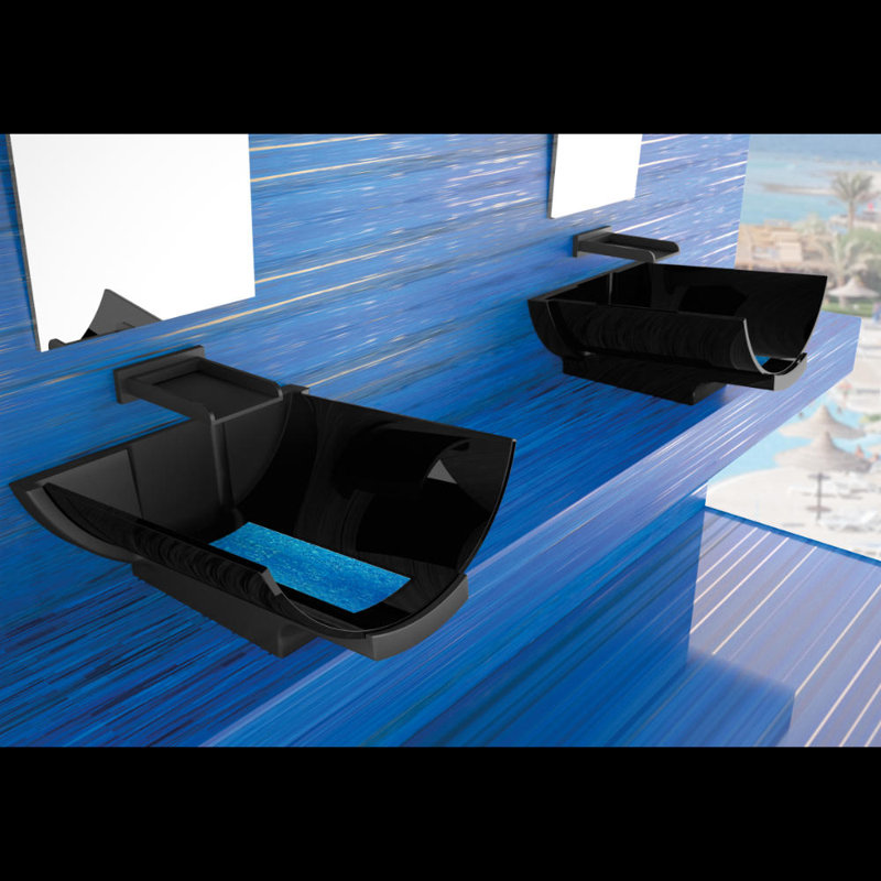 Calla 17.2'' L Bathroom Sink, Black/Blue