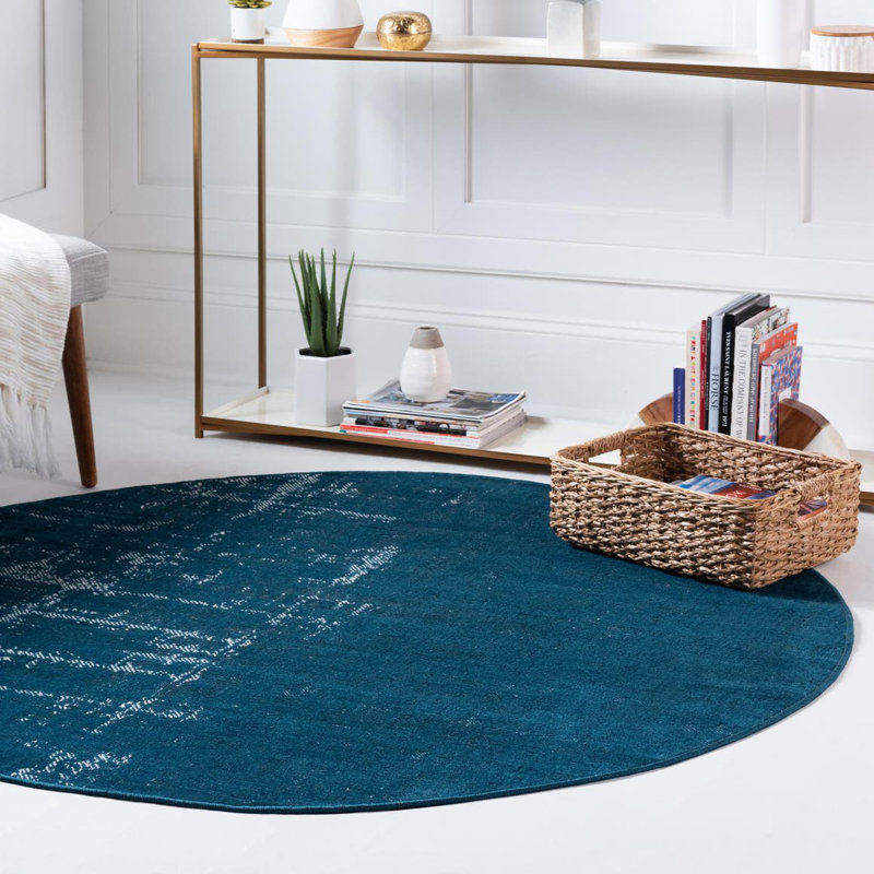 Area Rug, Round 5'3", Blue