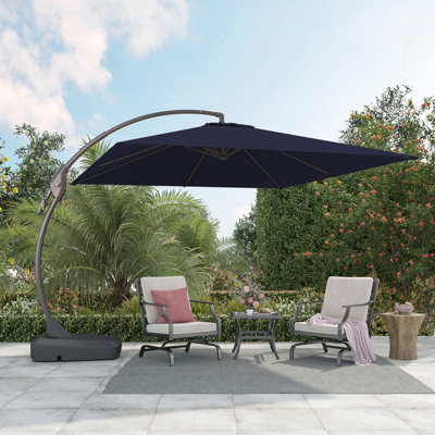 Jair 10X10 Ft Square Cantilever Curved Adjustable Umbrella with Base