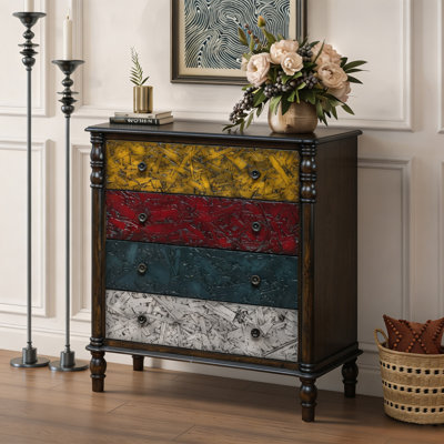 Commode en bois de 81 cm de hauteur avec tiroirs, idéale pour une chambre, un corridor ou une entrée.