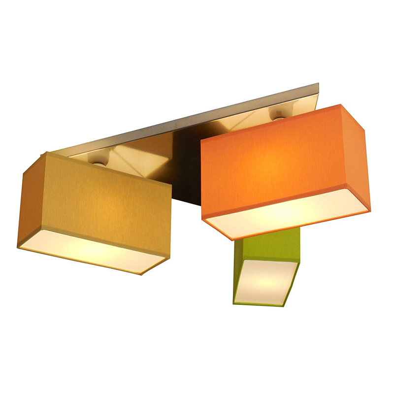 Seaton Flush Mount, Green/Cappuccino/Orange