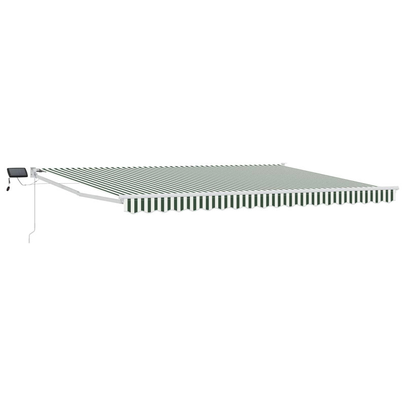VidaXL Polyester Cover Retractable Patio Awning, 400cm W x 300cm D, Green/White
