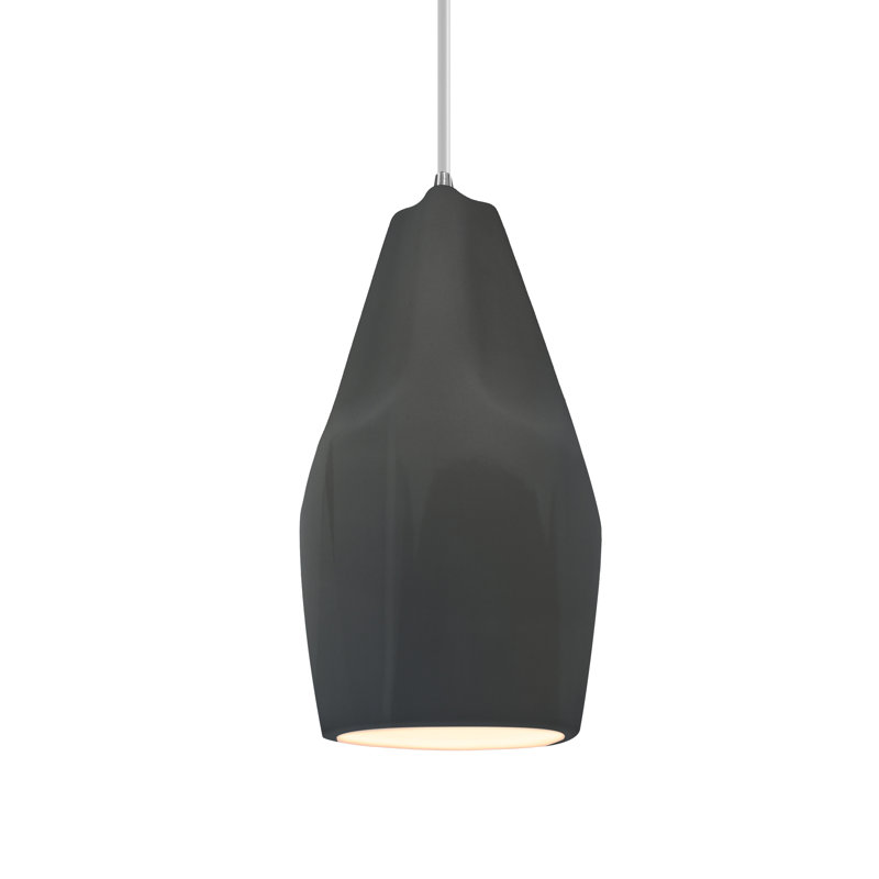 Radiance - grand luminaire suspendu 1 lumière - gris brillant - laiton antique - ampoule remplaçable - cordon blanc