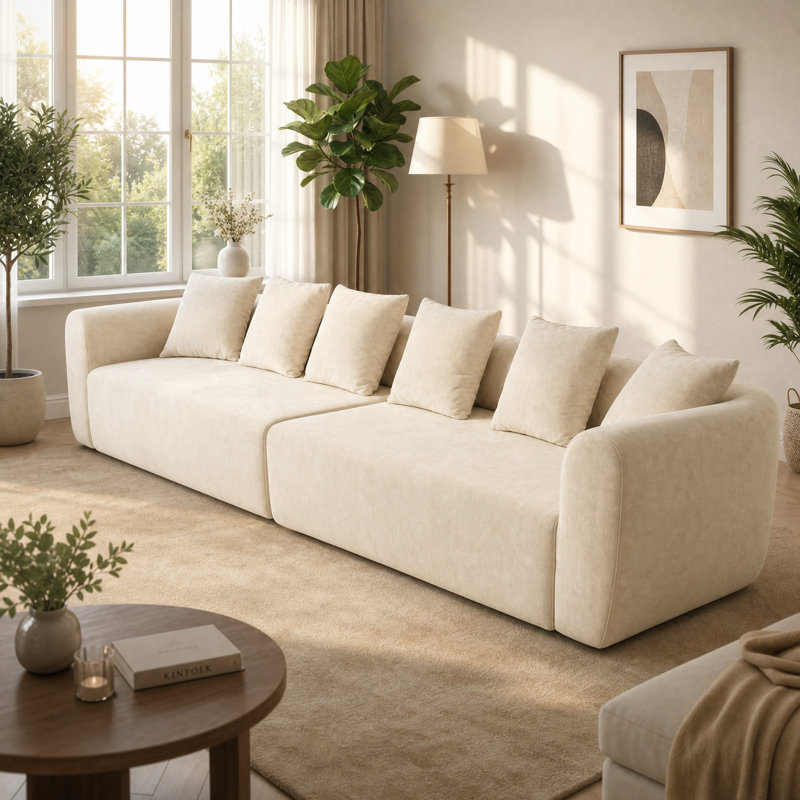 Canapé modulaire Modern, H 24,8 po x l 144,4 po x P 24,8 po, Beige