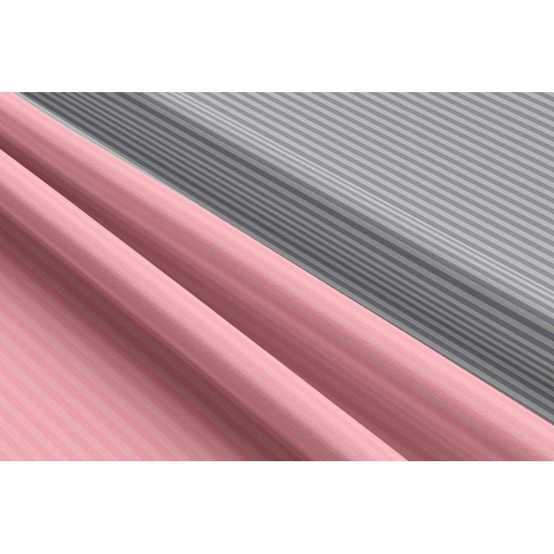 Lonetta Bed Linen Set with Pillowcase, 135 x 200cm + 1 Pillowcase (80 x 80cm), Pink/Grey