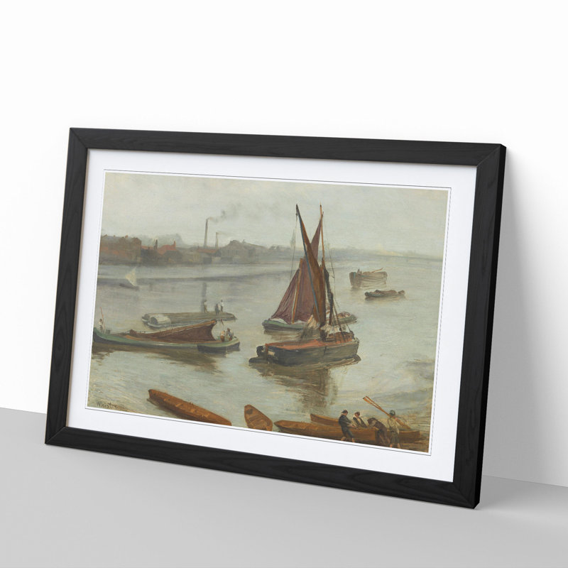 Old Battersea Reach by James Mcneill Whistler - Framed Print, 27cm H x 36cm W x 2cm D, Black Framed