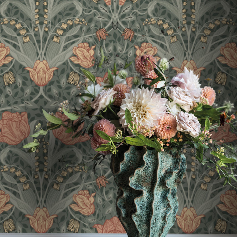 Bryanna 10.05m x 53cm Matte Wallpaper Roll, Dark Green