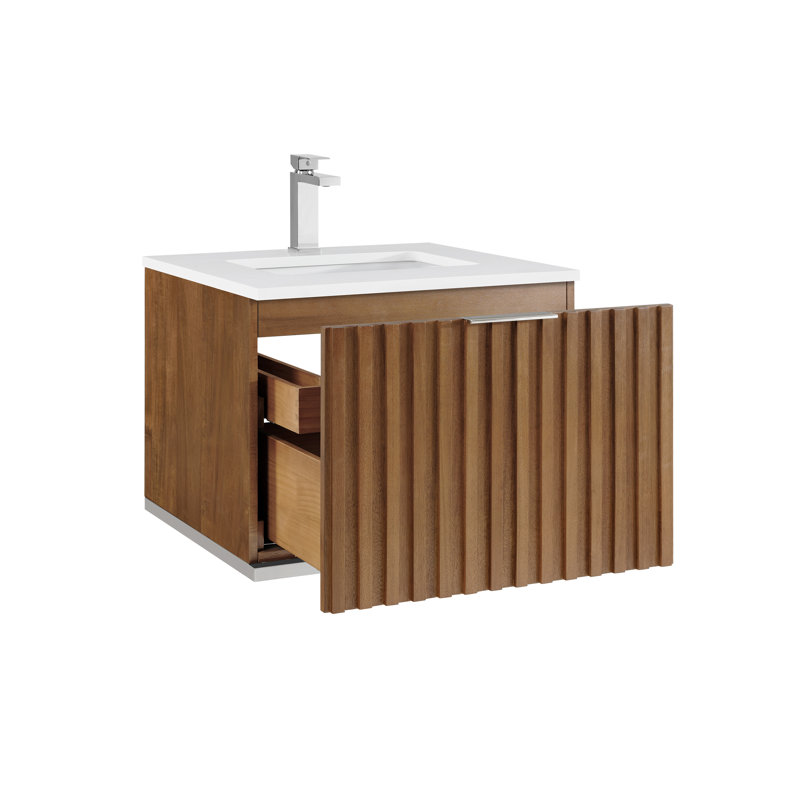 Terra 24'' W Single Vanity, White Quartz/Single Faucet Mount, Brushed Nickel