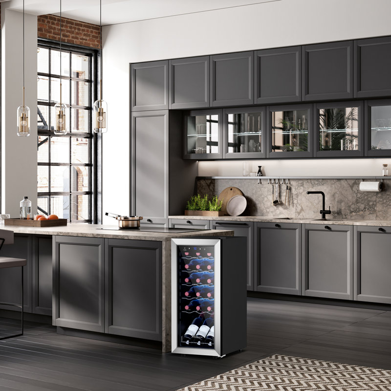 Kalamera 13.6'' W Freestanding 1.8 Cubic Feet Beverage Cooler with Wine Storage
