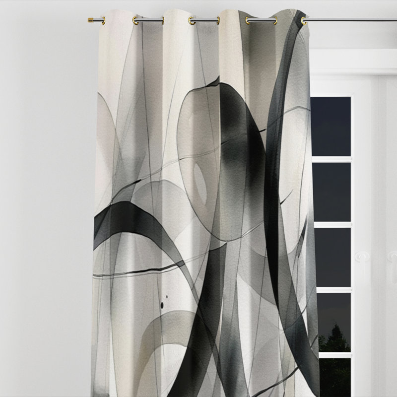Ananth - Modern Grommet Curtain - Velvet Room Darkening - 1 panel, 52" W x 108" L, Golden Grommets