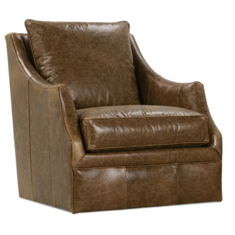 Kara Swivel Club Chair, Cocoa Leather (KL202-94)