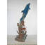 Statue bronze avec dauphin et trois tortues Valerton - Taille: L 37 po x l 30 po x H 80 po.