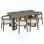 Ensemble de table de salle à manger 7 pièces pour 6 personnes, ensemble de table de cuisine rectangulaire avec 6 chaises rembourrées à dossier demi-tonneau, table de salle à manger grain de bois avec dossier incurvé et sièges rembourrés-546094297-546094296