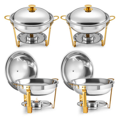 Paquet de 4, paquet de 5 Ensemble de réchaud rond avec cadres pliables et porte-couvercles