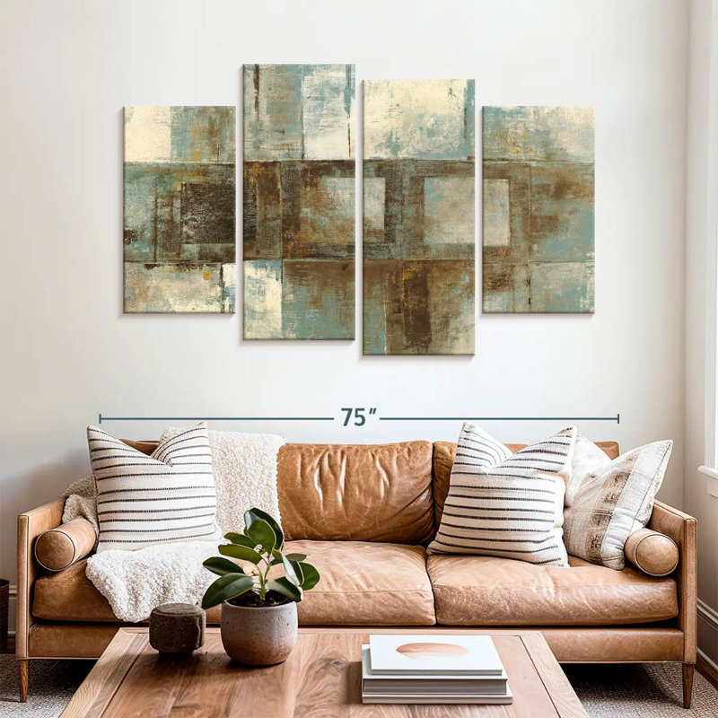 Avery Euclid Ave Variations Blue Brown, 42" H x 68" W
