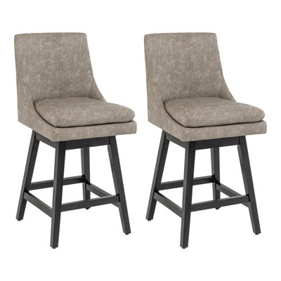 Lark Manorâ„¢ Counter Stools,26"360 Free Swivel Counter Height Bar Stools With High Back For Bar And Kitchen Island,Set Of 2,PU Leather