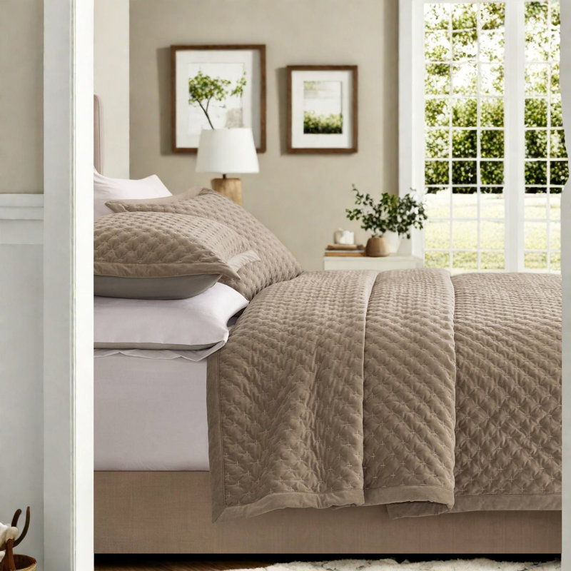 Velvet Geometric Shapes Coverlet Set