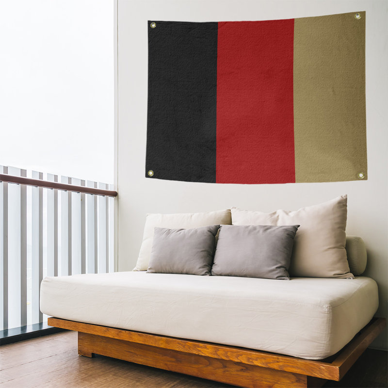 Tapisserie de polyester san francisco, H 59 po x l 80 po, Noir/rouge/or