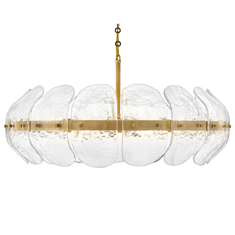 Lillia 6-Light Convertible Drum Chandelier w/ Clear Curved Handcrafted Glass