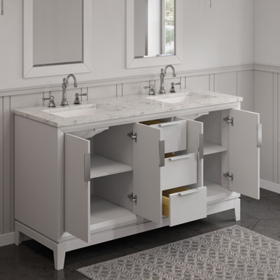 Elizabeth 60" Carrara Marble Countertop Bath Vanity