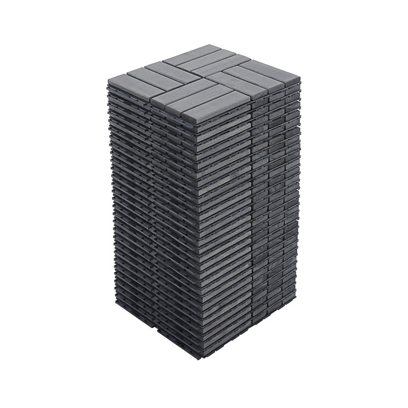 30 PCS Interlocking Deck Tiles Checker Pattern, Light Gray, 30
