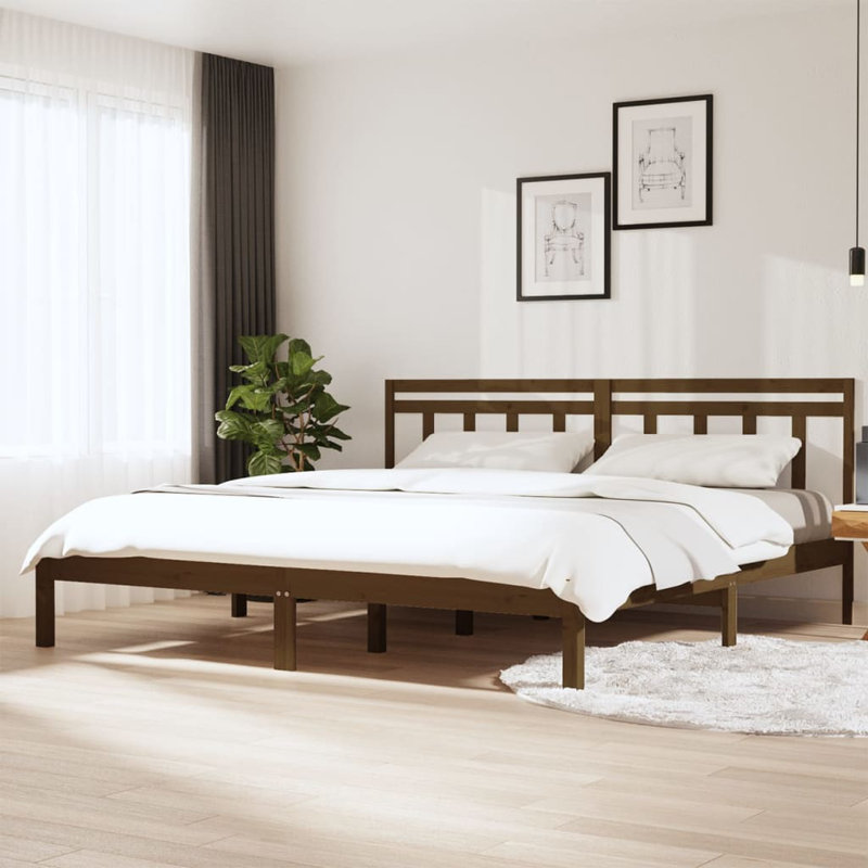 Bed Frame Solid Wood, White, Super King (6')
