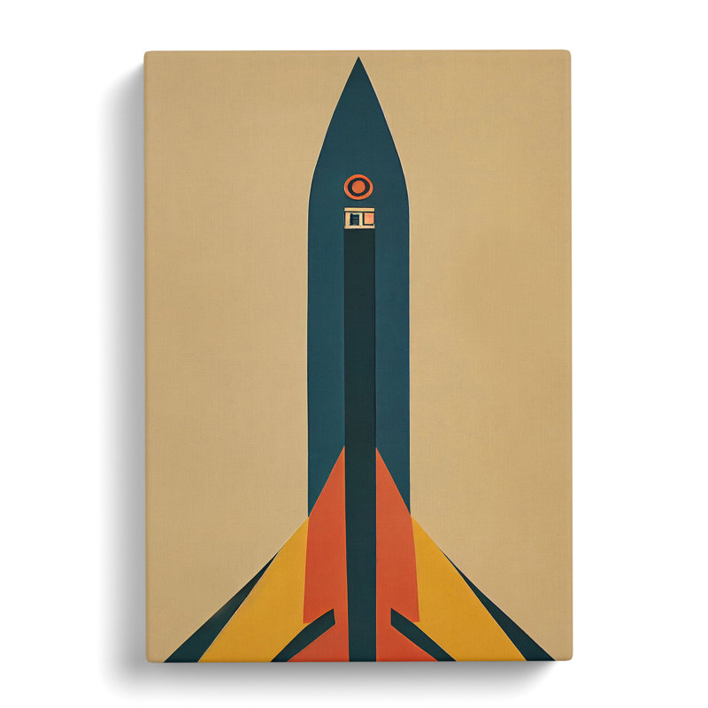 Retro Spaceship Rocket No.2 - Wrapped Canvas, 76cm H x 50cm W x 3cm D