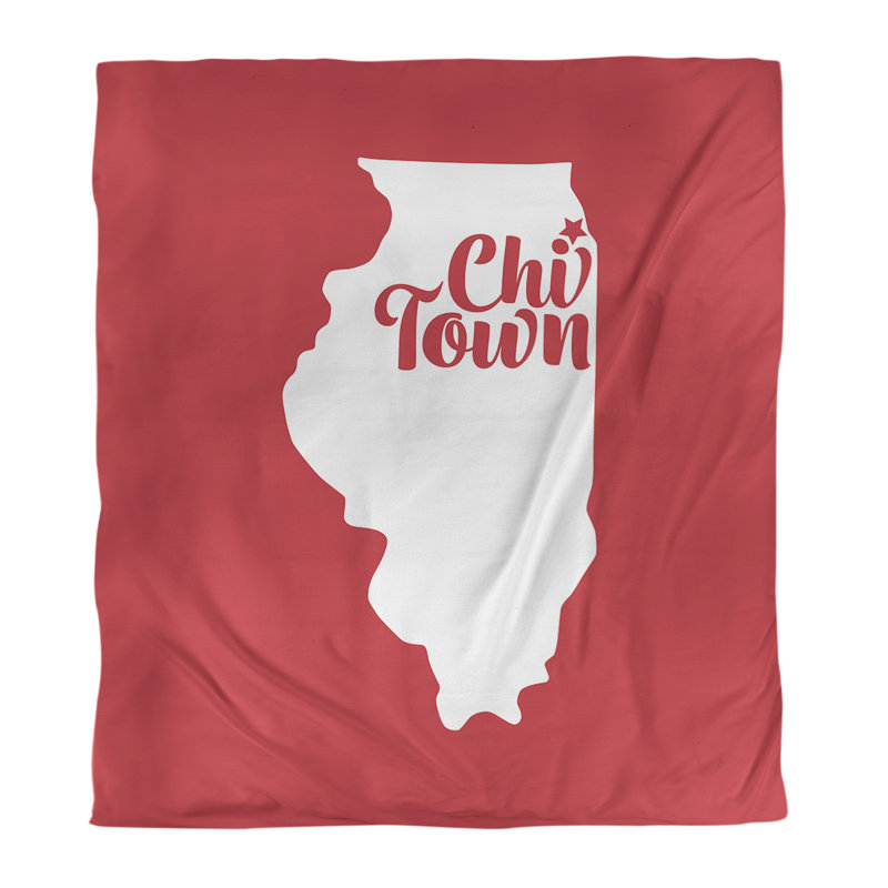  Housse de couette simple Chi Town, Housse de couette pour grand lit, Rouge, Microfibre