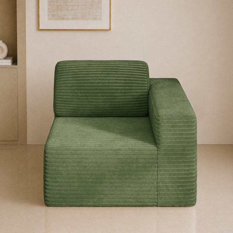 1 Seater Corduroy Sectional, Green