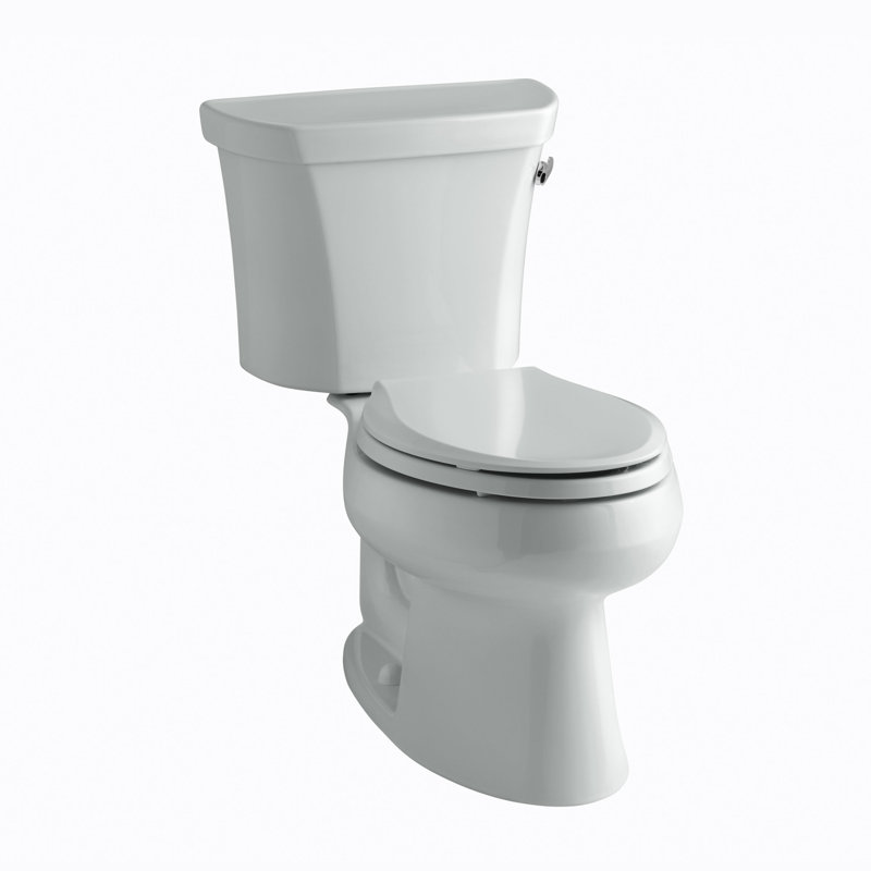 Wellworth 1.28 GPF Elongated Two-Piece Toilet (Seat Not Included), Ice Gray, Right-Hand