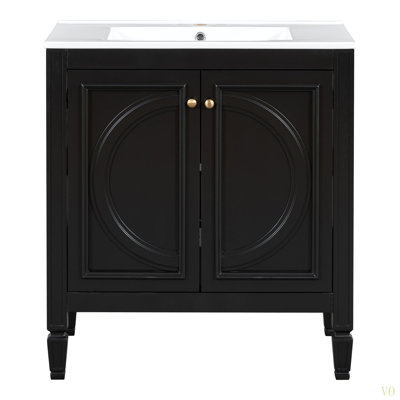 30" Bathroom Vanity With Sink, Two Doors With Shelf, Soft Close Door Hinges, Vintage Style