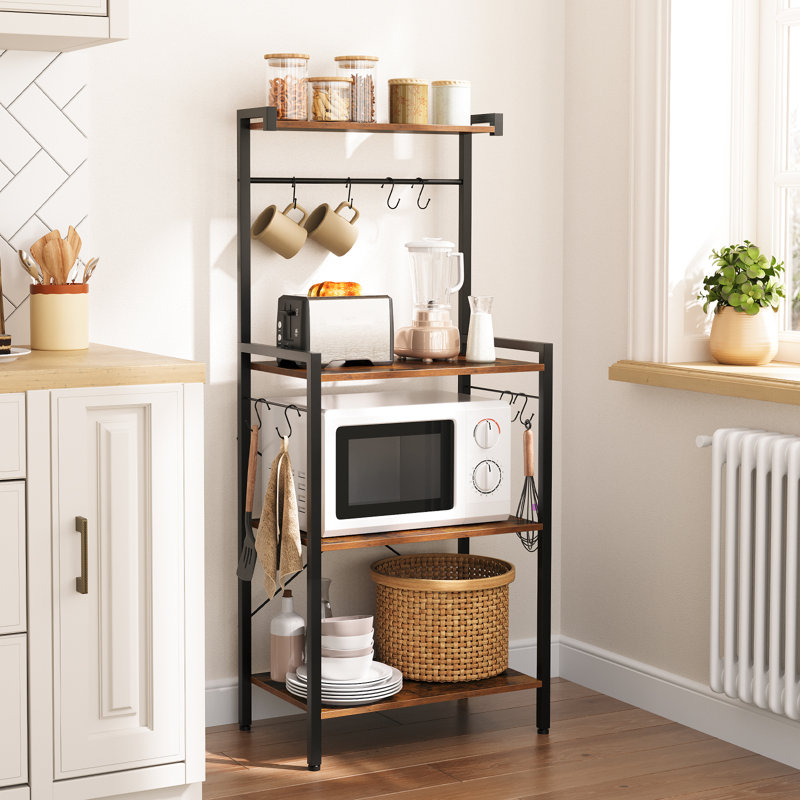 Kitchen Bakers Rack 4 Tiers Coffee Bar Station with Storage