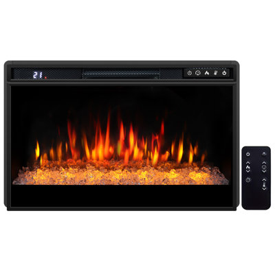 26 in. Recessed Electric Fireplace Inserts with Crystals